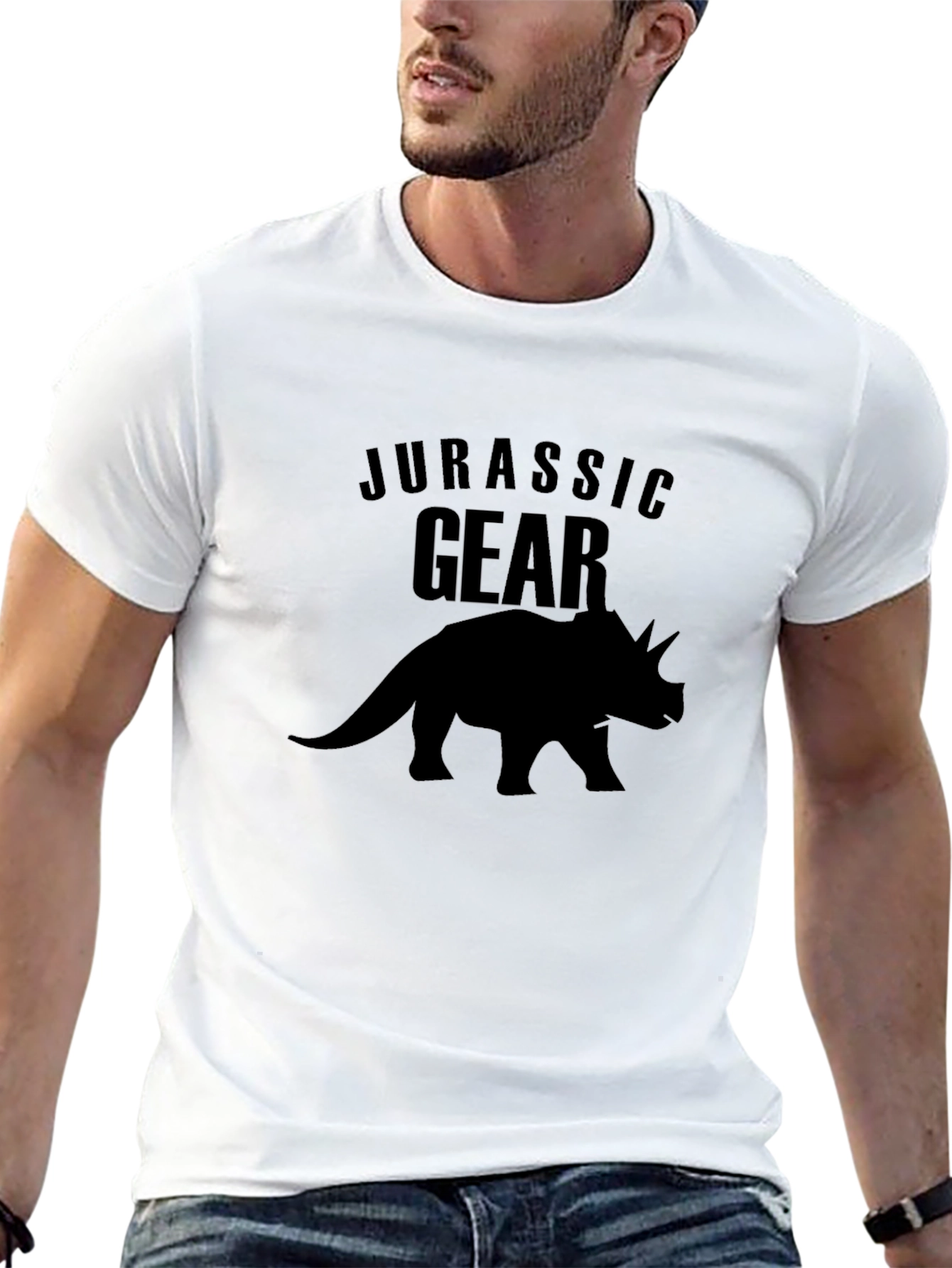 Jurassic Gear Triceratops Black T-Shirt