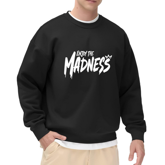 Edgy Enjoy The Madness Crown Graffiti Black Crewneck Sweatshirt