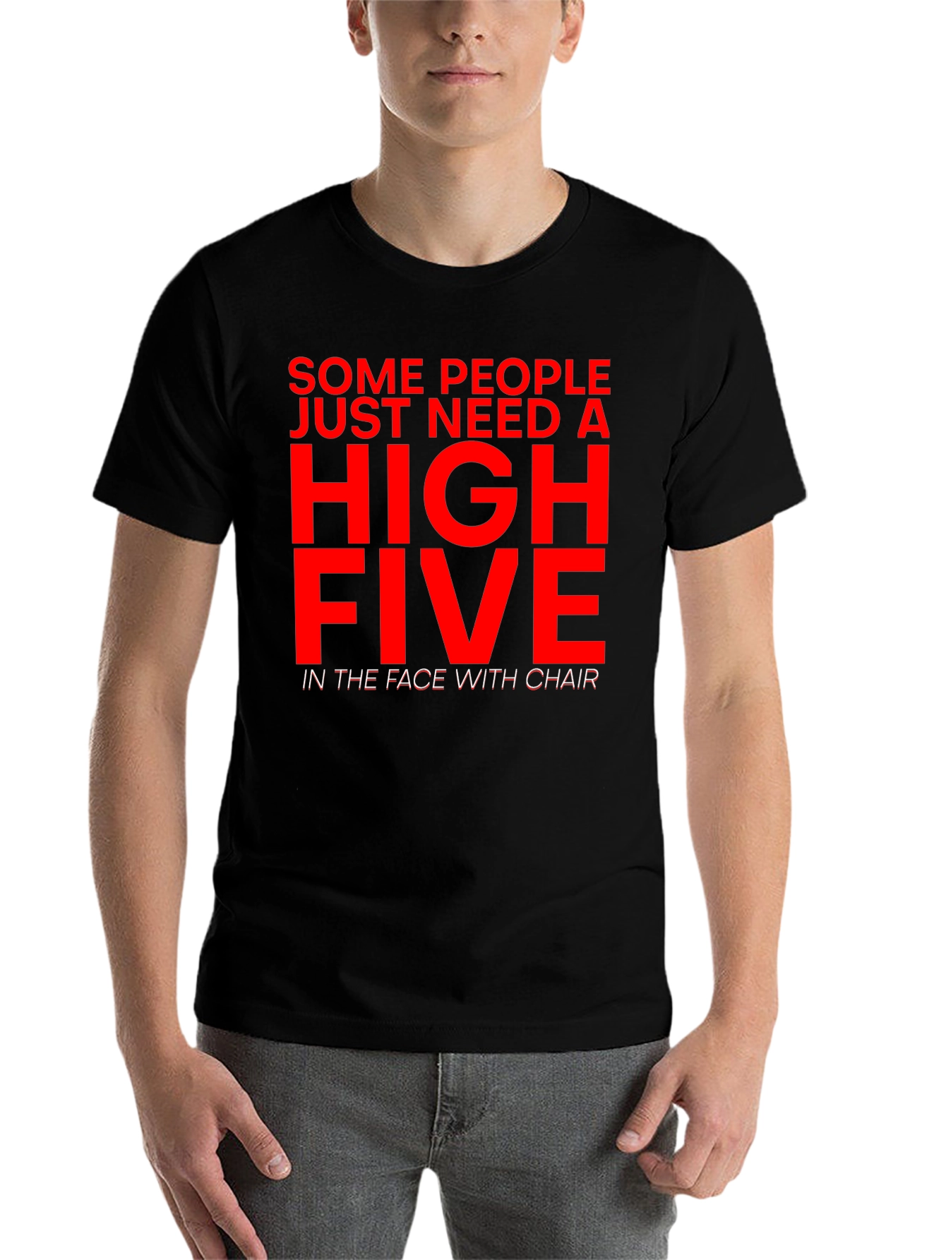 Sarcastic Humor T-Shirt - High Five With Chair