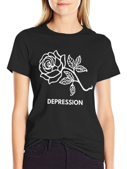 Rose Depression Graphic T-Shirt - Black