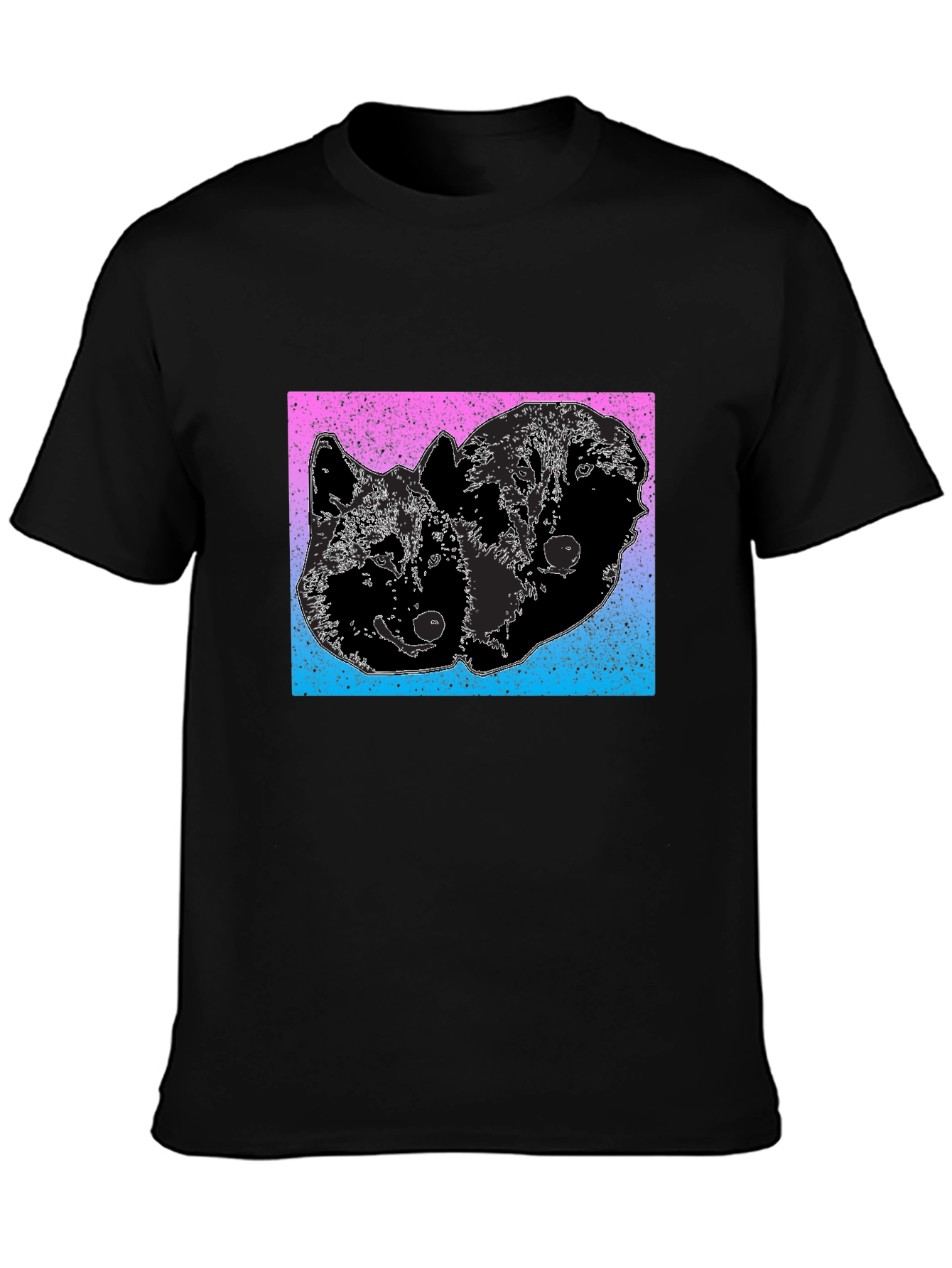 Two Wolves Graphic Tee - Gradient Background