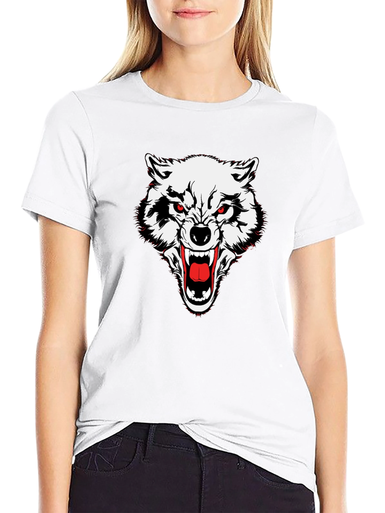 Mens Black Wolf Graphic Tee
