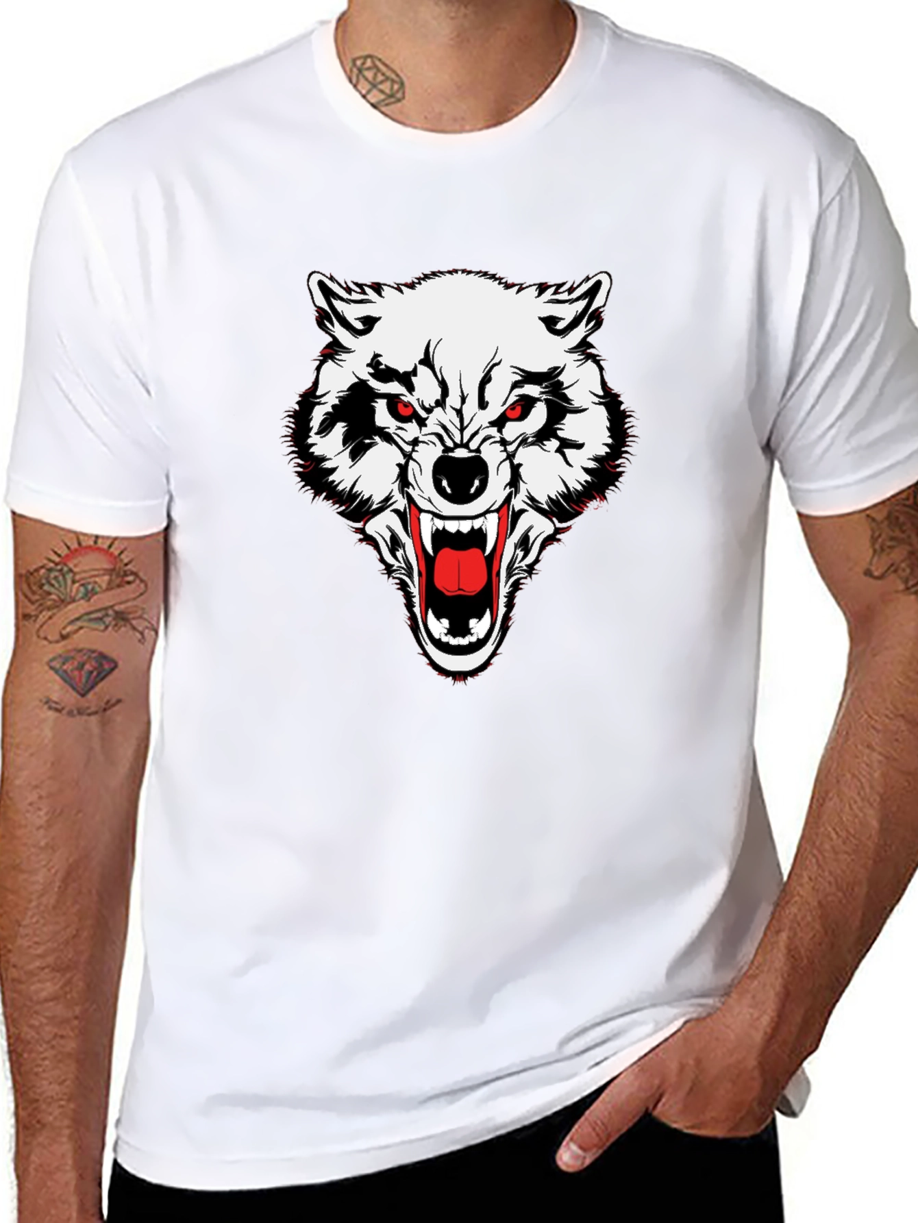 Mens Black Wolf Graphic Tee
