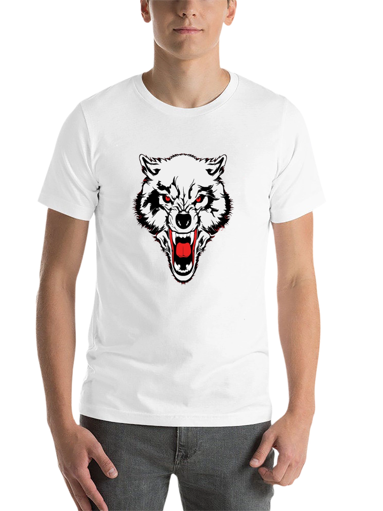Mens Black Wolf Graphic Tee