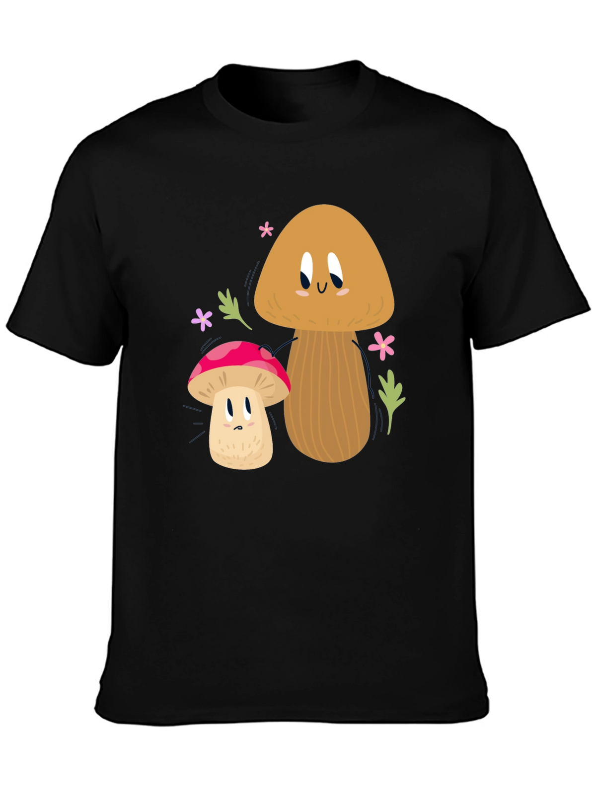 Cute Mushroom Graphic Tee - Black