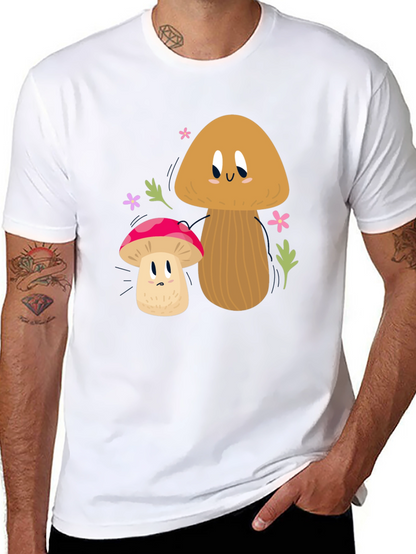 Cute Mushroom Graphic Tee - Black