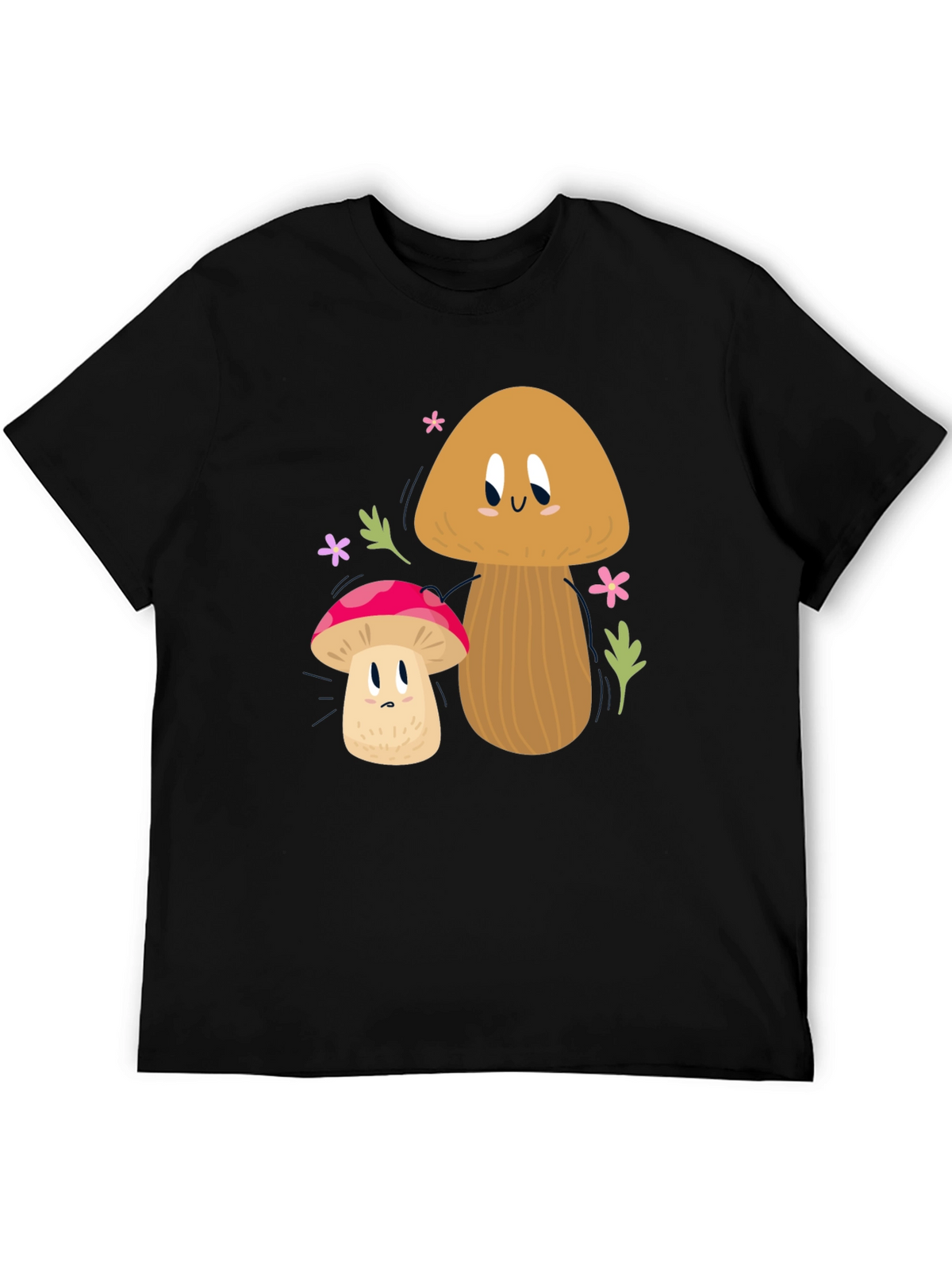 Cute Mushroom Graphic Tee - Black