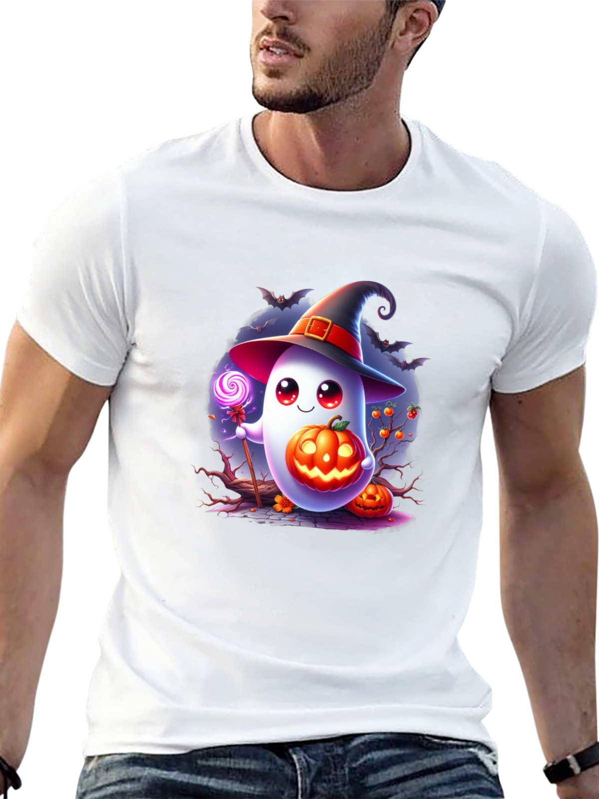 Halloween Ghost T-Shirt - Cute Pumpkin Witch Graphic Tee