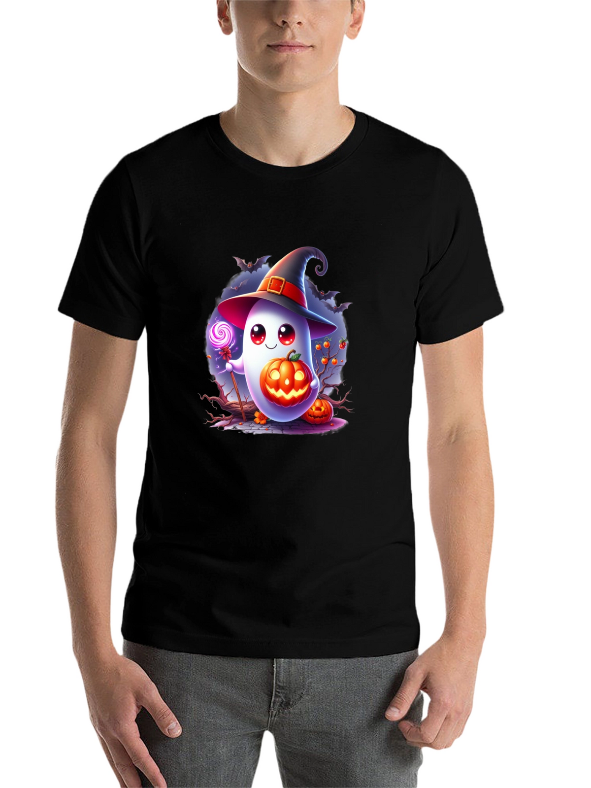 Halloween Ghost T-Shirt - Cute Pumpkin Witch Graphic Tee