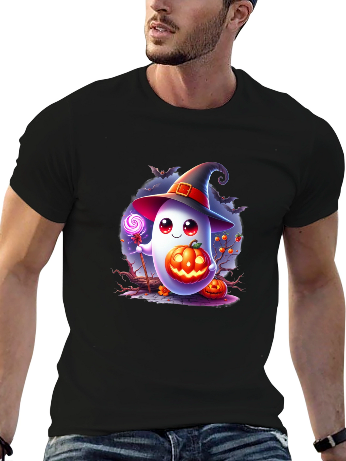 Halloween Ghost T-Shirt - Cute Pumpkin Witch Graphic Tee