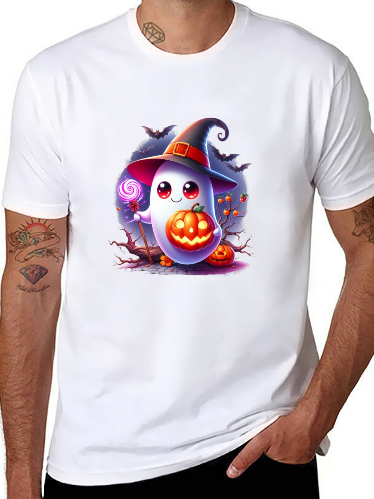 Halloween Ghost T-Shirt - Cute Pumpkin Witch Graphic Tee