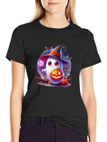 Halloween Ghost T-Shirt - Cute Pumpkin Witch Graphic Tee