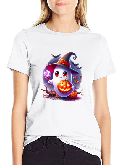 Halloween Ghost T-Shirt - Cute Pumpkin Witch Graphic Tee