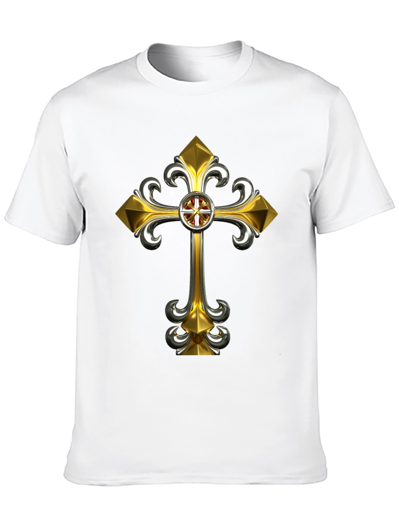Gothic Gold Cross Graphic Tee - Black
