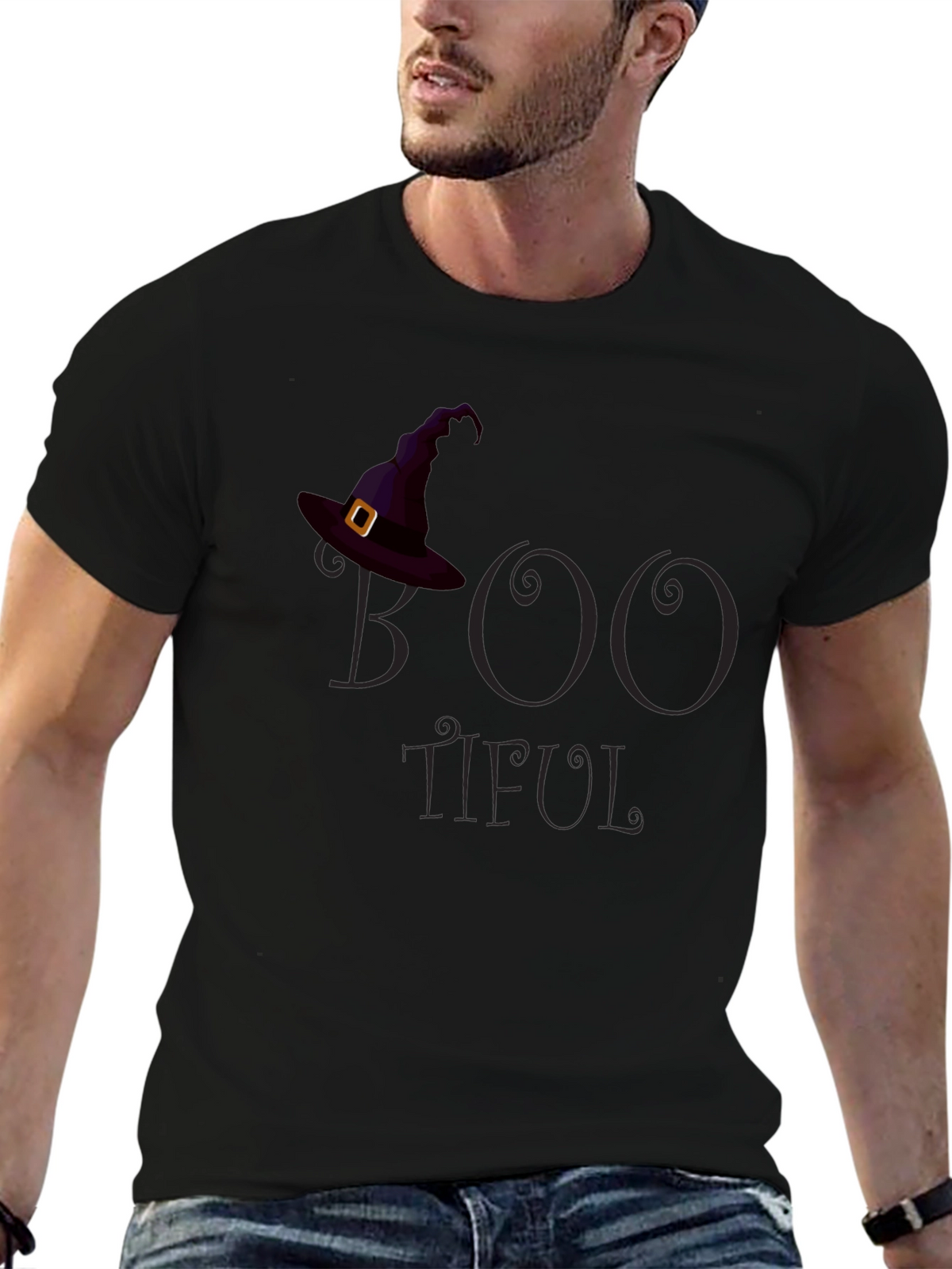 Boo-Tiful Halloween T-Shirt - Witch Hat Design