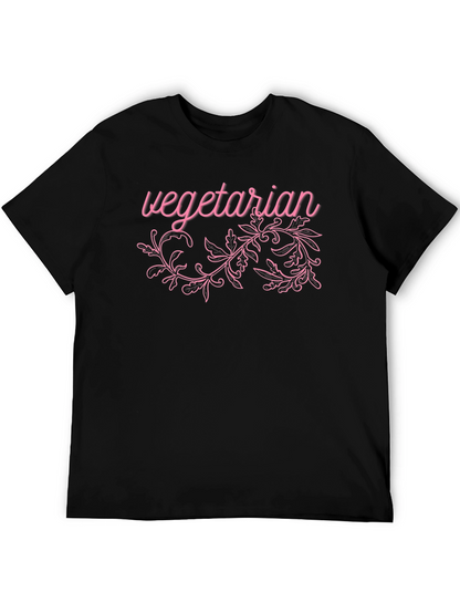 Vegetarian Graphic Print Black T-Shirt