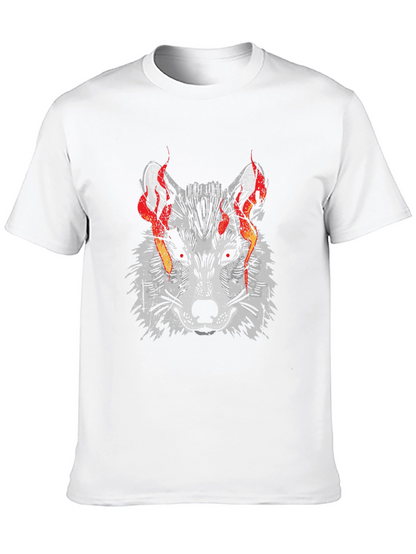 Fiery Wolf Graphic Tee - Mens Black T-Shirt