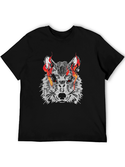 Fiery Wolf Graphic Tee - Mens Black T-Shirt