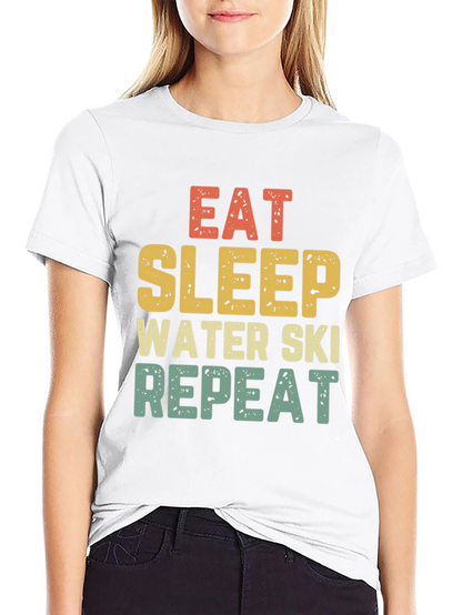 Eat Sleep Water Ski Repeat Black T-Shirt