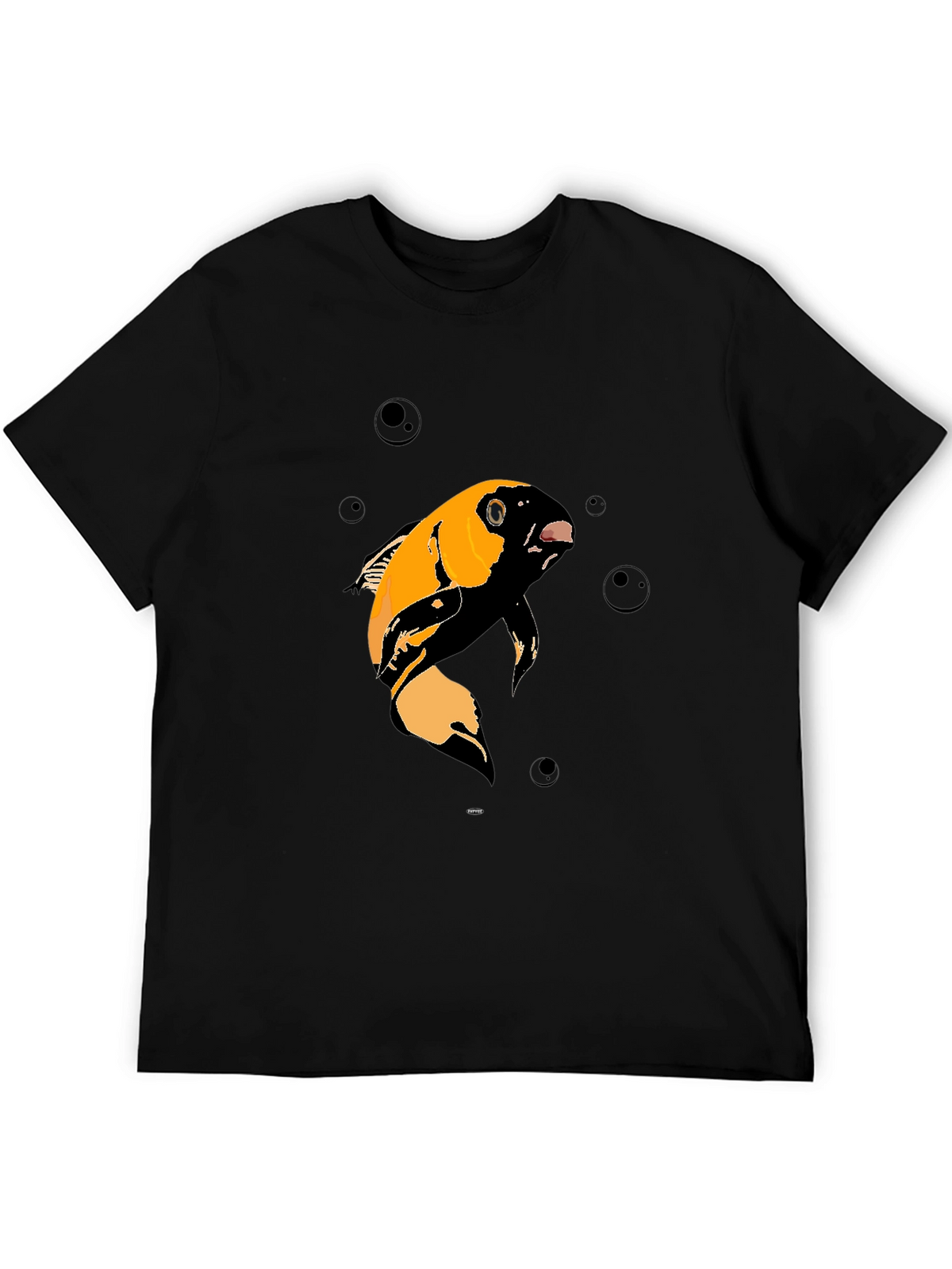 Koi Fish Graphic T-Shirt - Black Cotton Blend