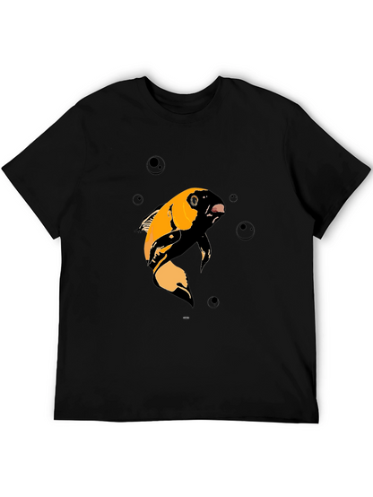 Koi Fish Graphic T-Shirt - Black Cotton Blend