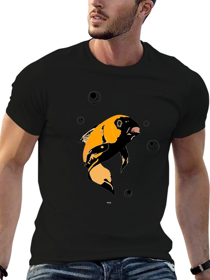 Koi Fish Graphic T-Shirt - Black Cotton Blend