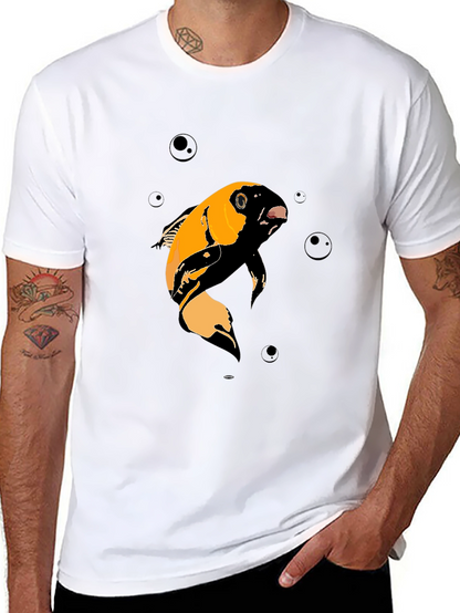 Koi Fish Graphic T-Shirt - Black Cotton Blend