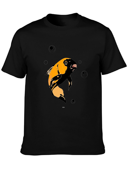 Koi Fish Graphic T-Shirt - Black Cotton Blend