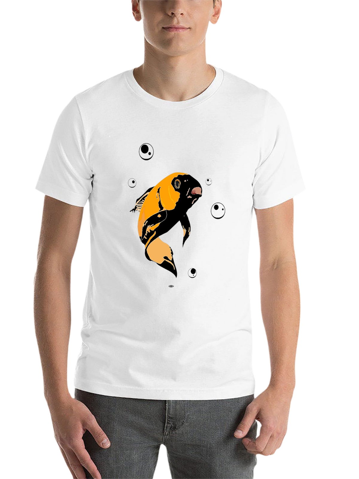 Koi Fish Graphic T-Shirt - Black Cotton Blend