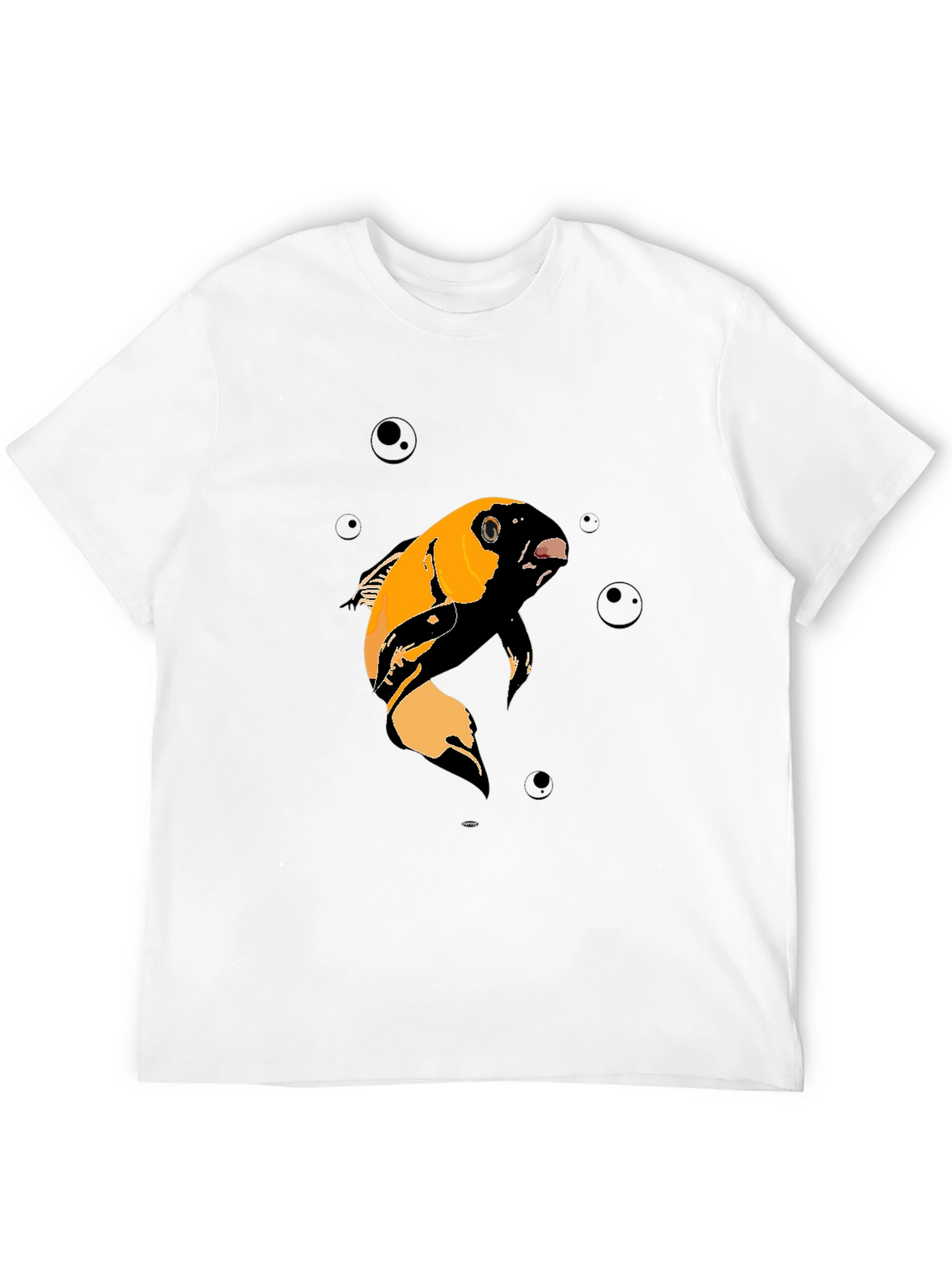 Koi Fish Graphic T-Shirt - Black Cotton Blend