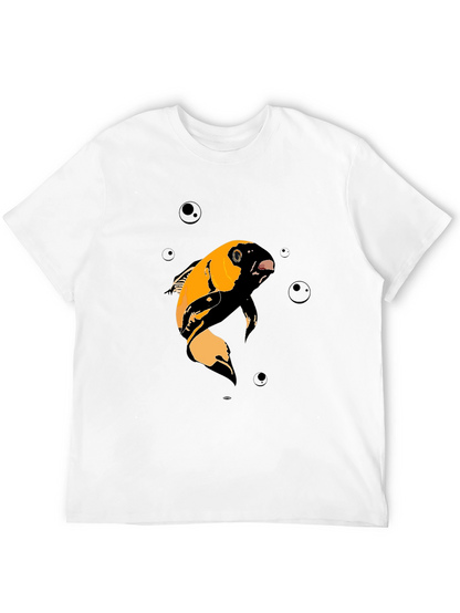 Koi Fish Graphic T-Shirt - Black Cotton Blend