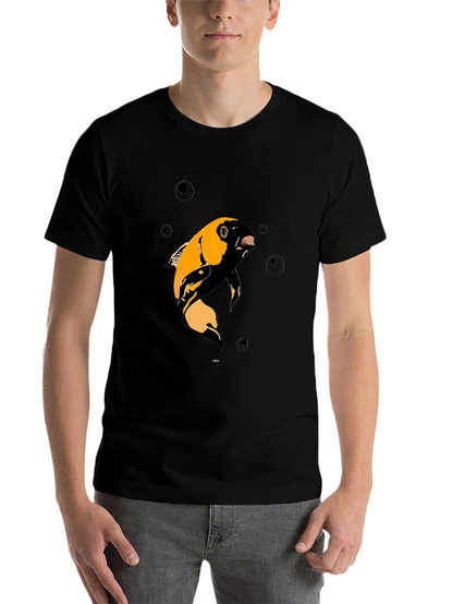 Koi Fish Graphic T-Shirt - Black Cotton Blend