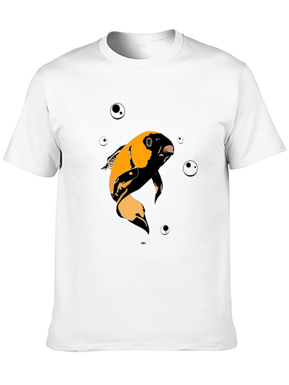 Koi Fish Graphic T-Shirt - Black Cotton Blend