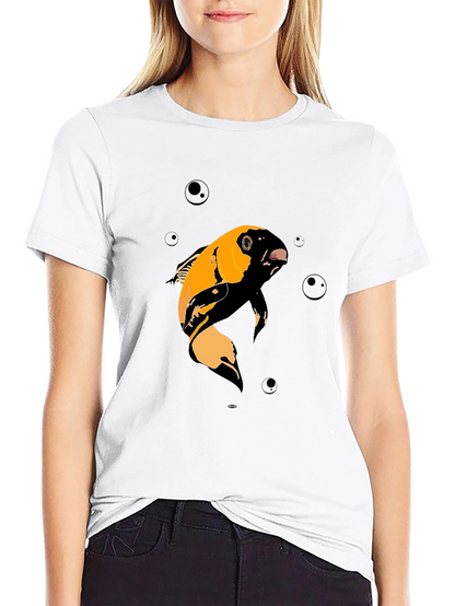 Koi Fish Graphic T-Shirt - Black Cotton Blend