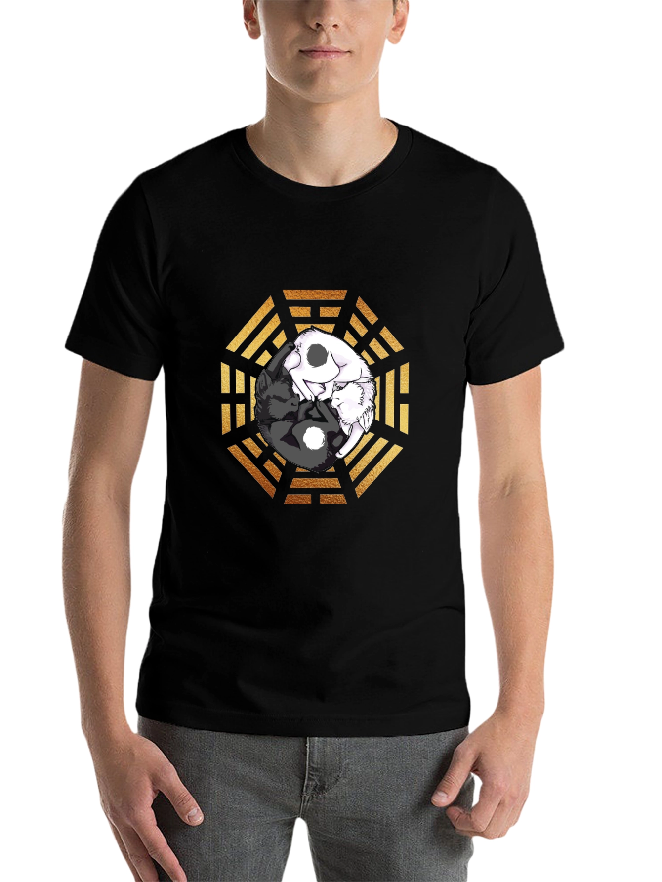 Yin Yang Cats Graphic T-Shirt