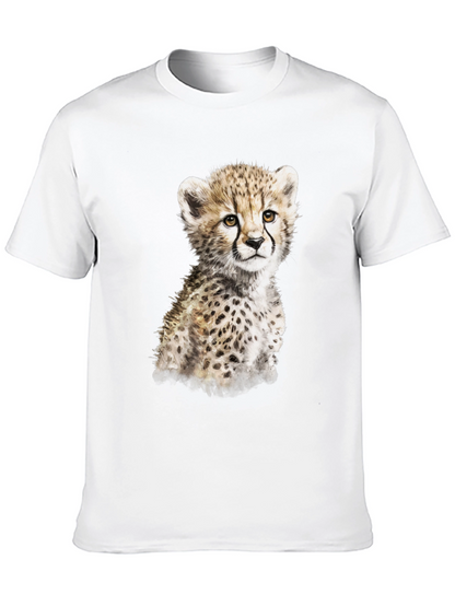 Cute Cheetah Cub Graphic T-Shirt - Black