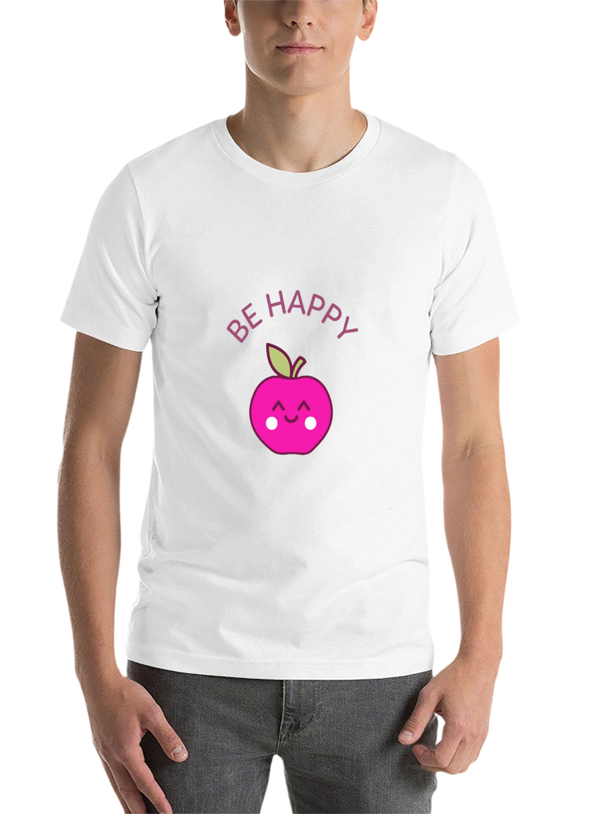 Be Happy Apple Graphic Tee - Black