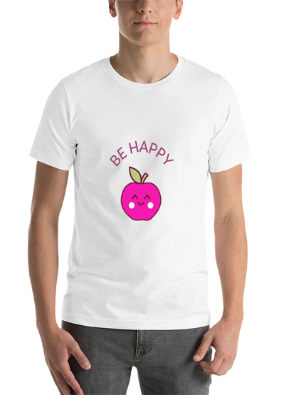 Be Happy Apple Graphic Tee - Black