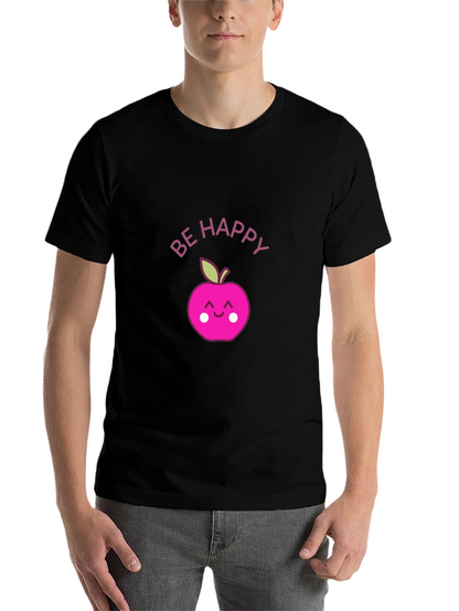 Be Happy Apple Graphic Tee - Black