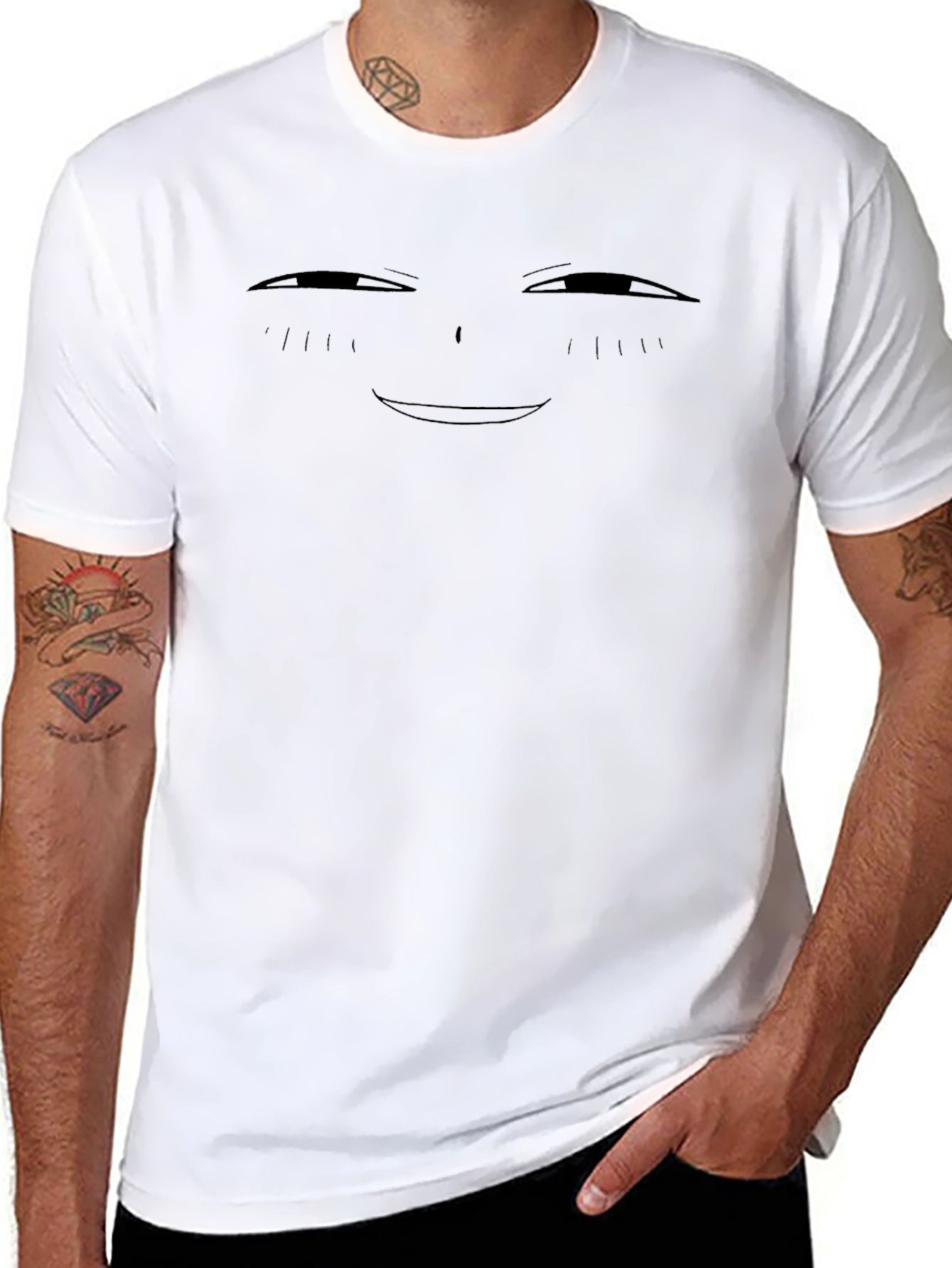 Smug Anime Face Black T-Shirt