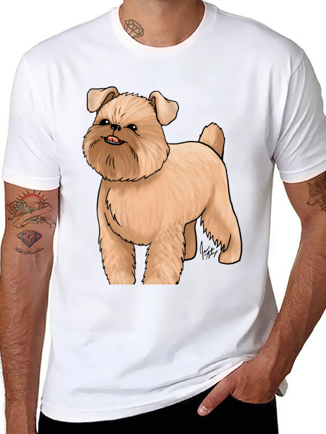 Dog Cartoon Graphic Black T-Shirt