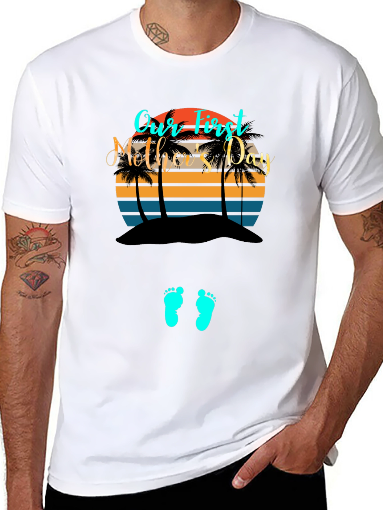 First Mothers Day T-Shirt - Baby Feet Design
