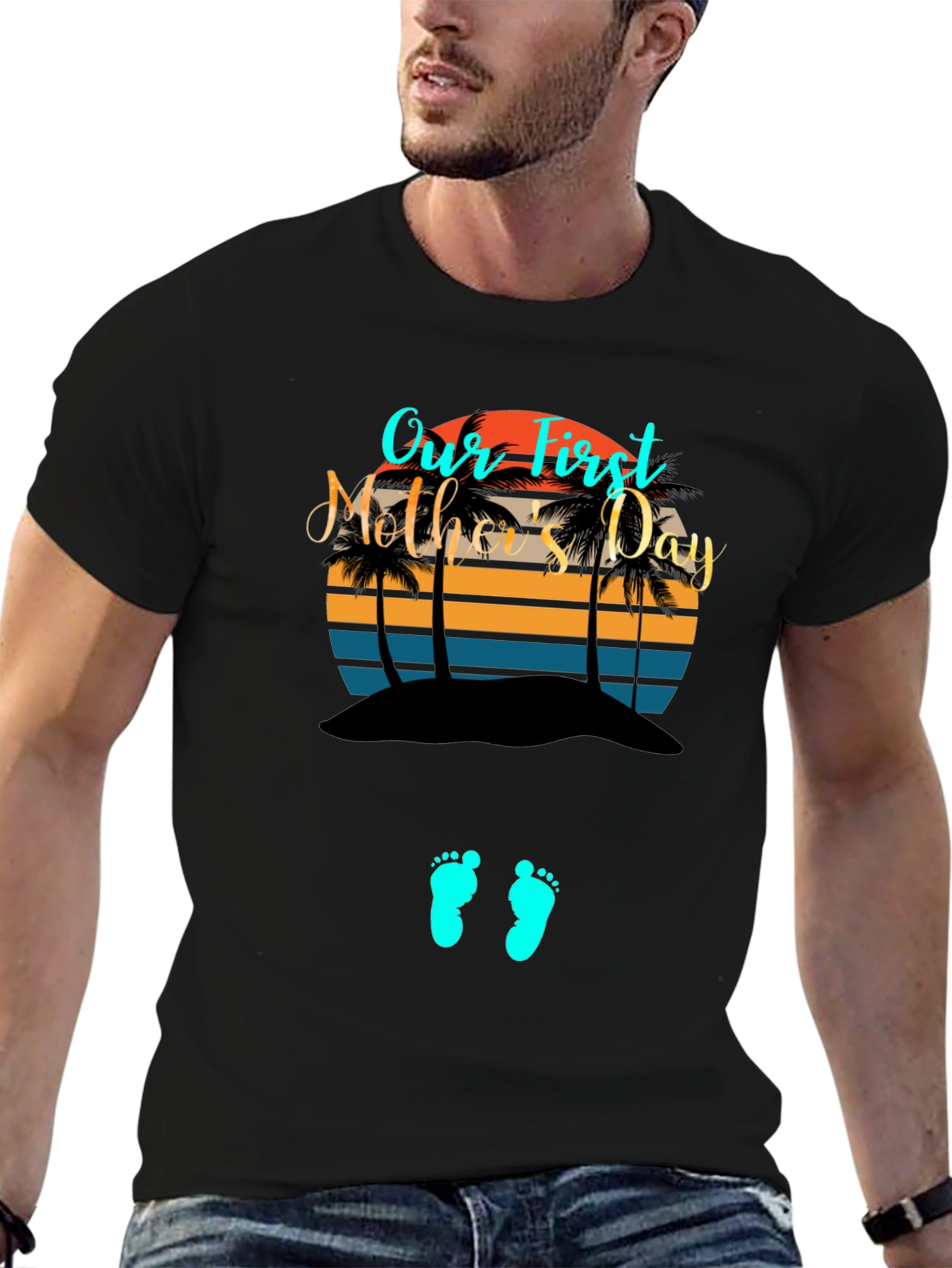 First Mothers Day T-Shirt - Baby Feet Design