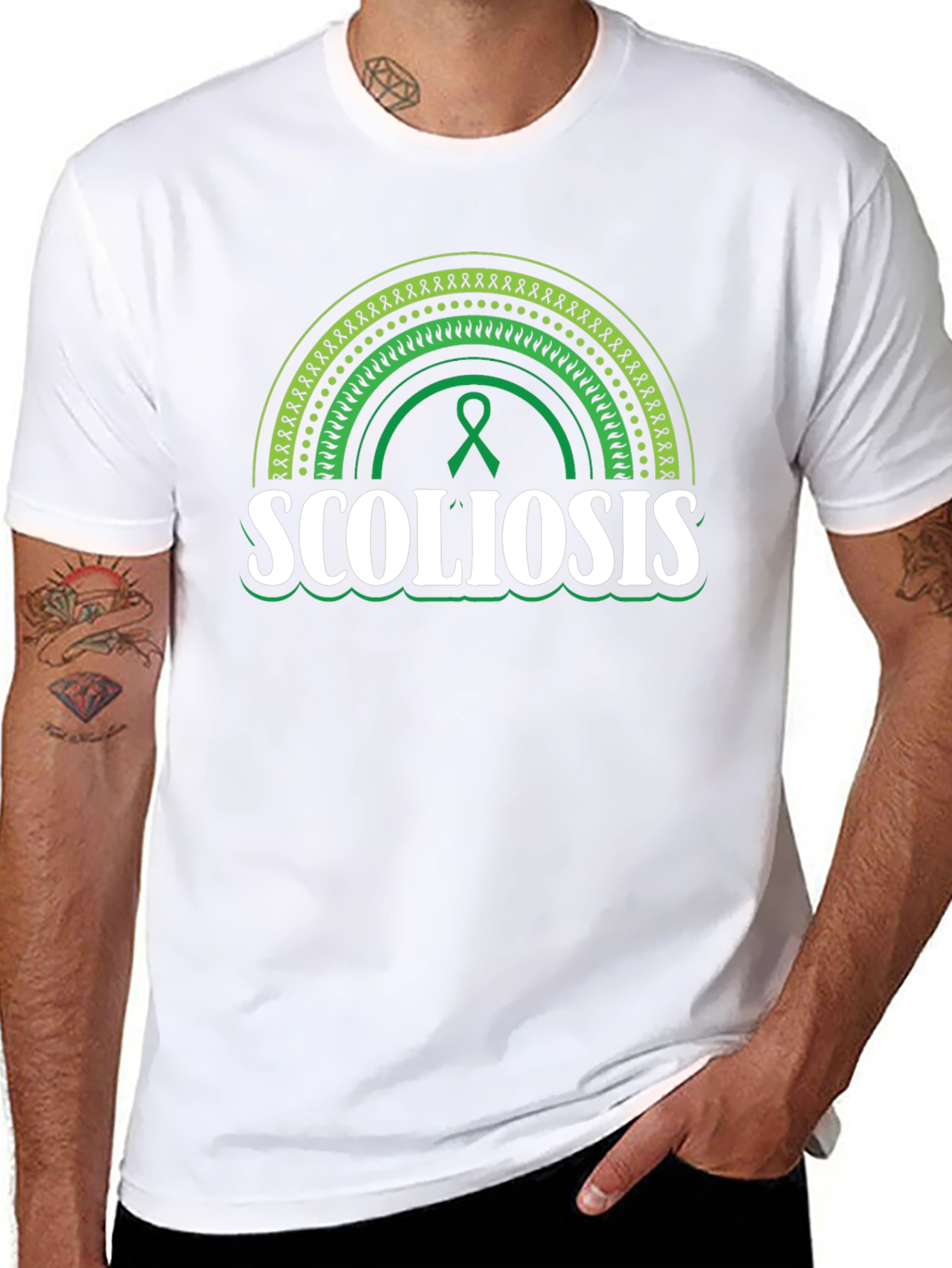 Scoliosis Awareness T-Shirt - Green Ribbon Support