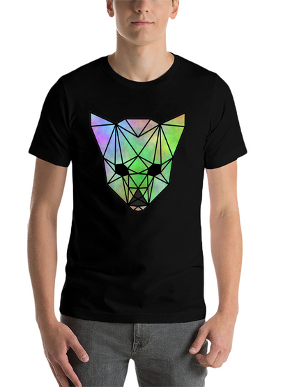 Geometric Wolf Graphic Tee - Black Cotton Blend