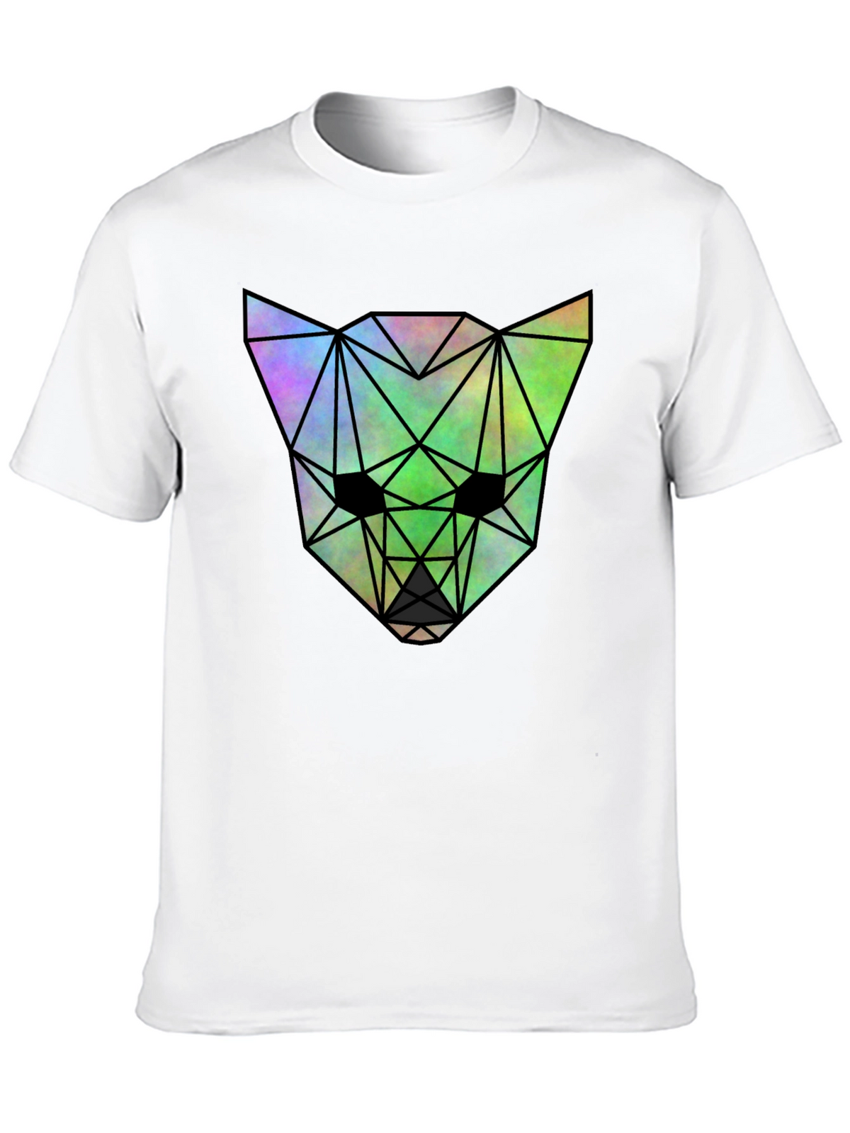Geometric Wolf Graphic Tee - Black Cotton Blend