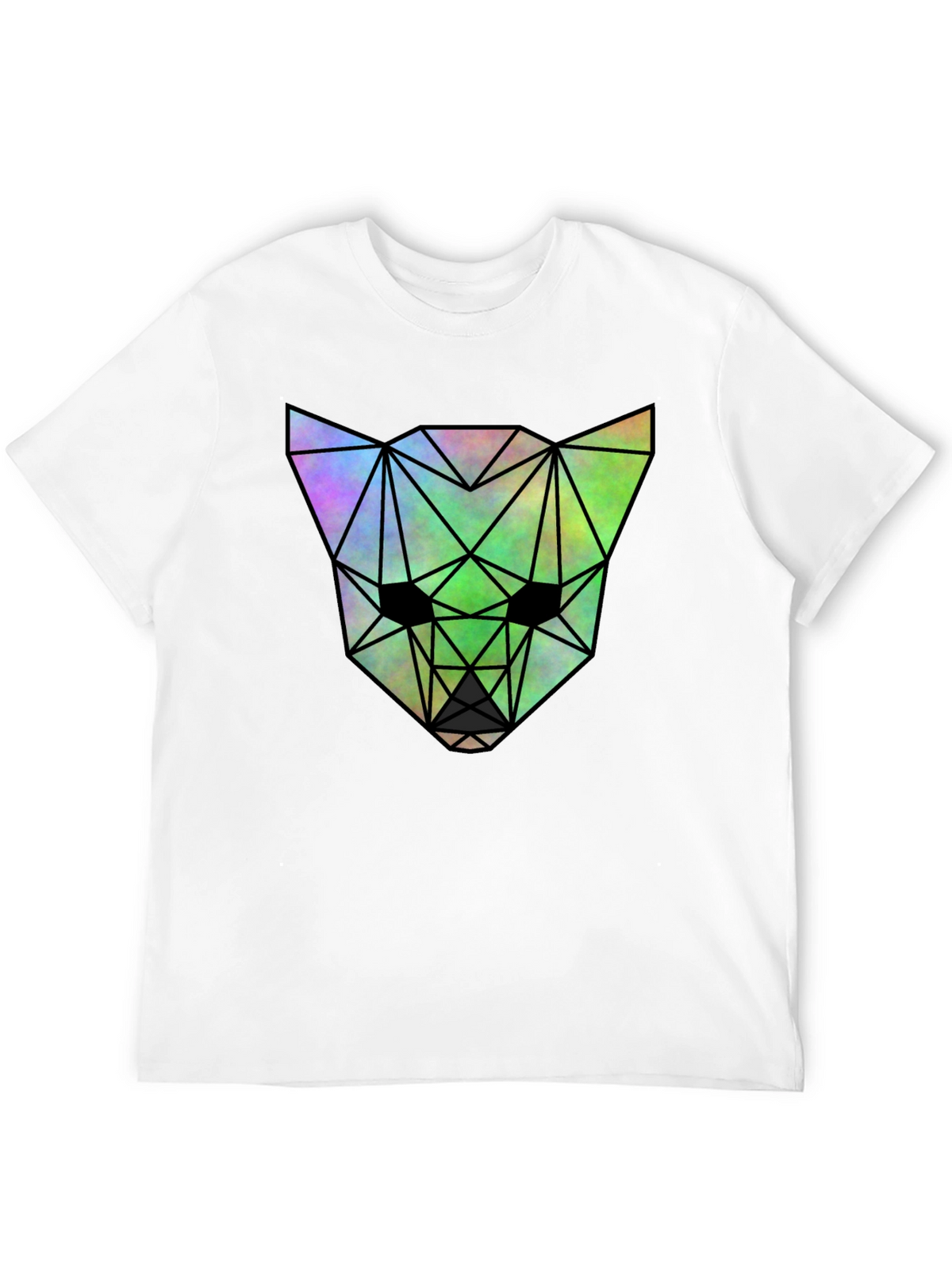 Geometric Wolf Graphic Tee - Black Cotton Blend