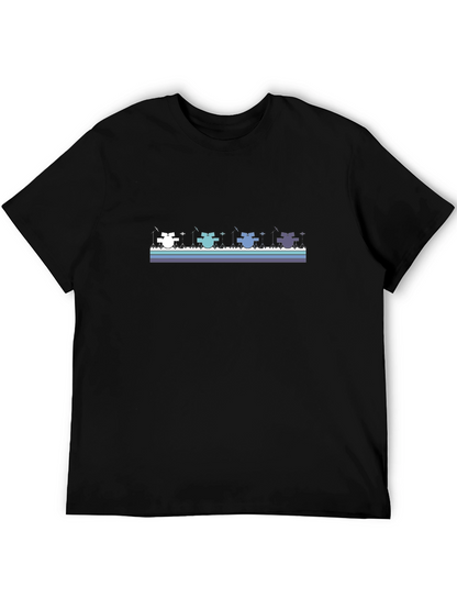 Fishing Cats Graphic Tee - Cool Black T-Shirt