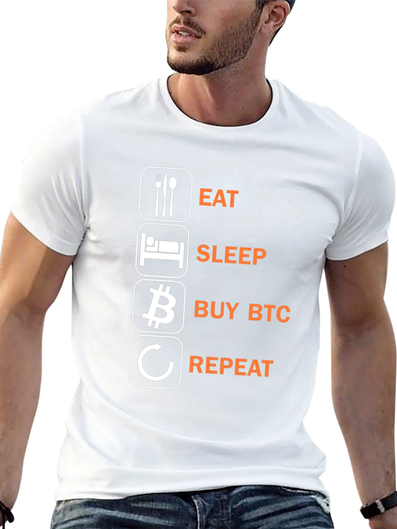 Eat Sleep Buy BTC Repeat Black T-Shirt