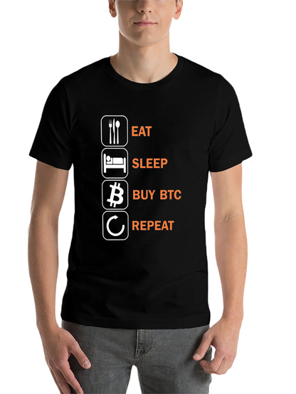 Eat Sleep Buy BTC Repeat Black T-Shirt